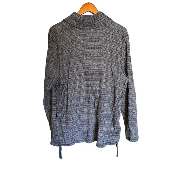 J Jill Top Womens XL Waffle Thermal Knit Cowl Neck Ruched Tie Sides Gray Black - Picture 4 of 7